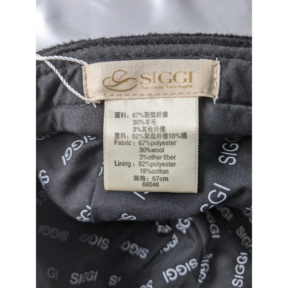 Siggi Mens Black Wool Blend Newsboy Cap Hat Classic Driver Style Size 57cm NWT